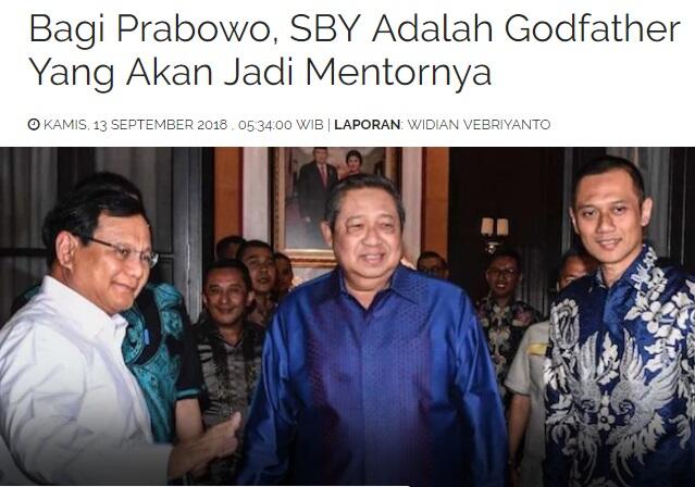Bagi Prabowo, SBY Adalah Godfather Yang Akan Jadi Mentornya .
