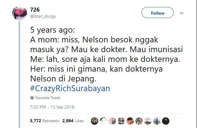 Crazy Rich Asian Sukses, Muncul 9 Cuitan Kocak Crazy Rich Surabayan