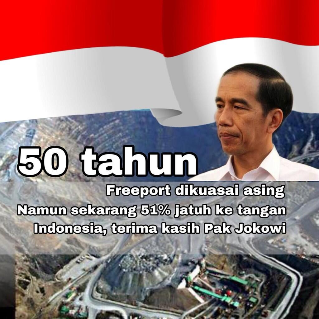 Pemerintahan Jokowi Berhasil Kuasai 51 Persen Saham Freeport dalam 3,5 Tahun