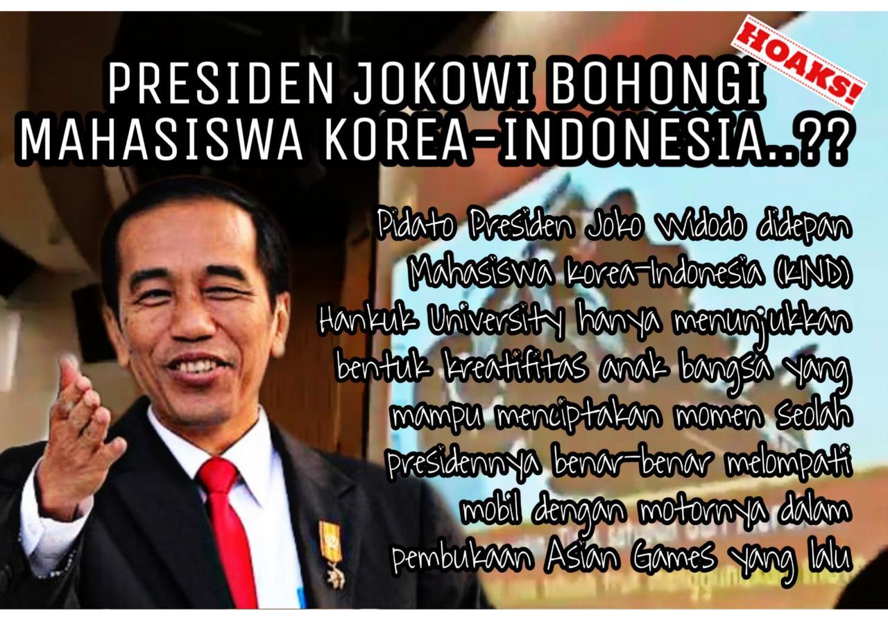 Hoax Akun-Akun Penyebar Fitnah, Sebut Jokowi Bohongi Mahasiswa Korea