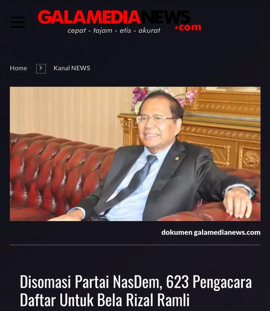 Disomasi Partai NasDem, 623 Pengacara Daftar Untuk Bela Rizal Ramli