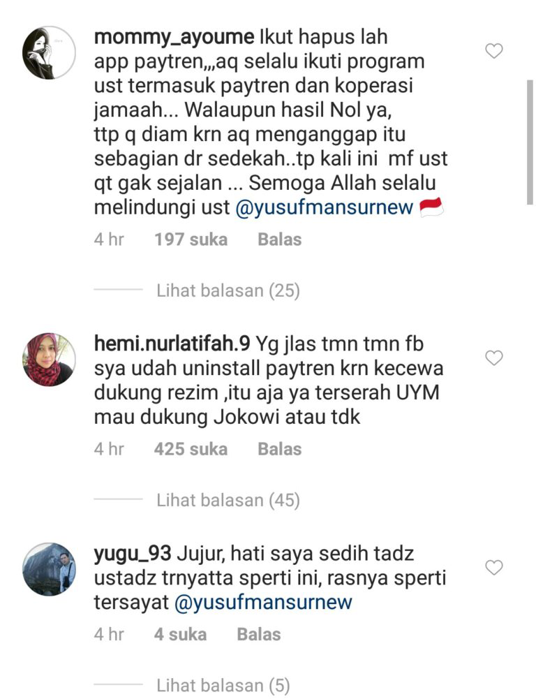 Yusuf Mansur Dukung Jokowi, Warga Tinggalkan PayTren