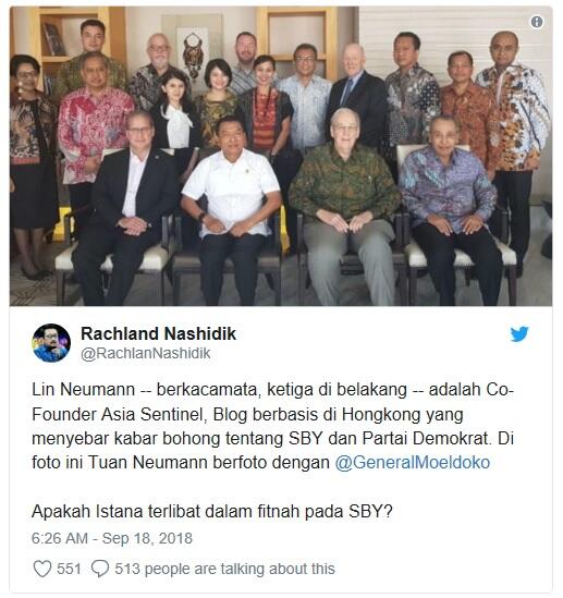Demokrat Posting Foto Pendiri Asia Sentinel dengan Moeldoko