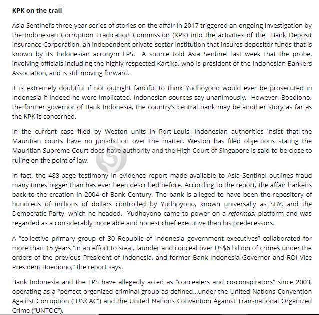 Setelah Heboh dan Sempat Hilang, Kini Artikel Asia Sentinel Berganti Judul 