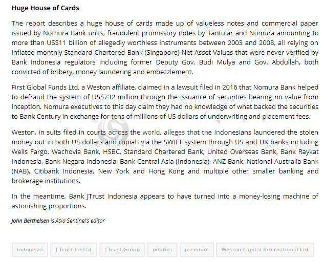 Setelah Heboh dan Sempat Hilang, Kini Artikel Asia Sentinel Berganti Judul 