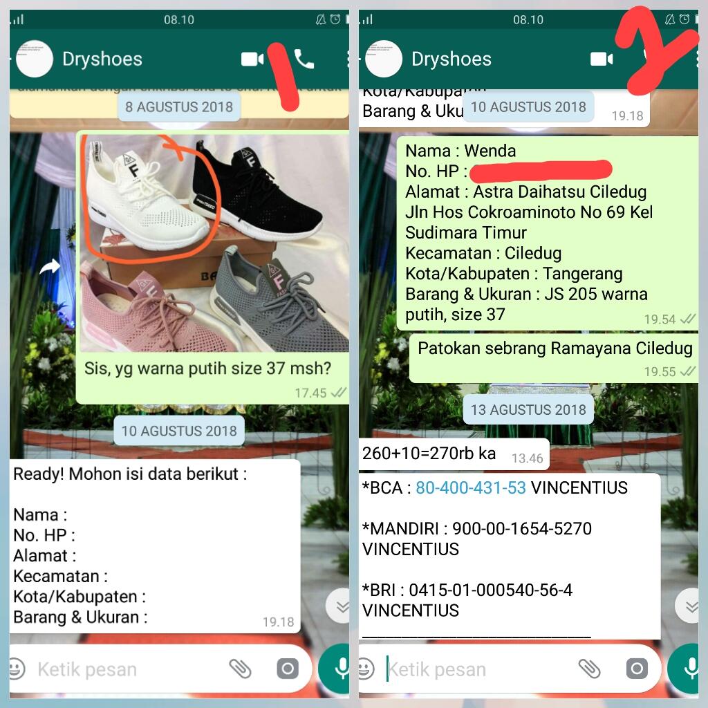 Penipuan Online Shop Dryshoes (Nama di IG @dryshoesss)