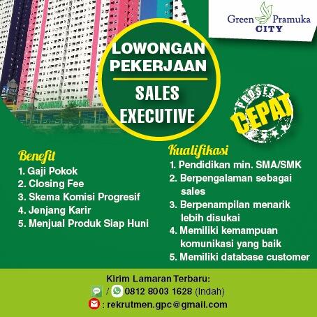 Lowongan Sales Executive - Gaji Pokok, Closing Fee, Komisi Progresif dan Tanpa Batas