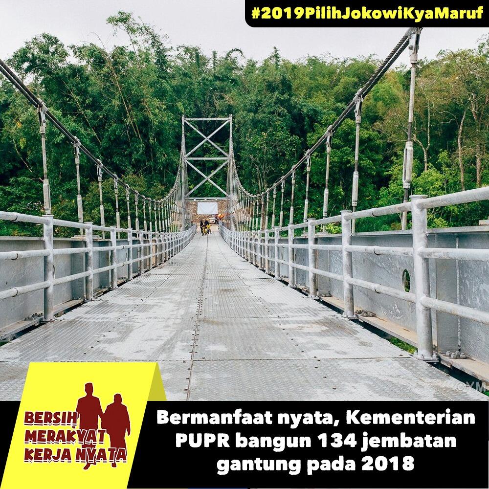 Bermanfaat nyata, Kementerian PUPR bangun 134 jembatan gantung pada 2018