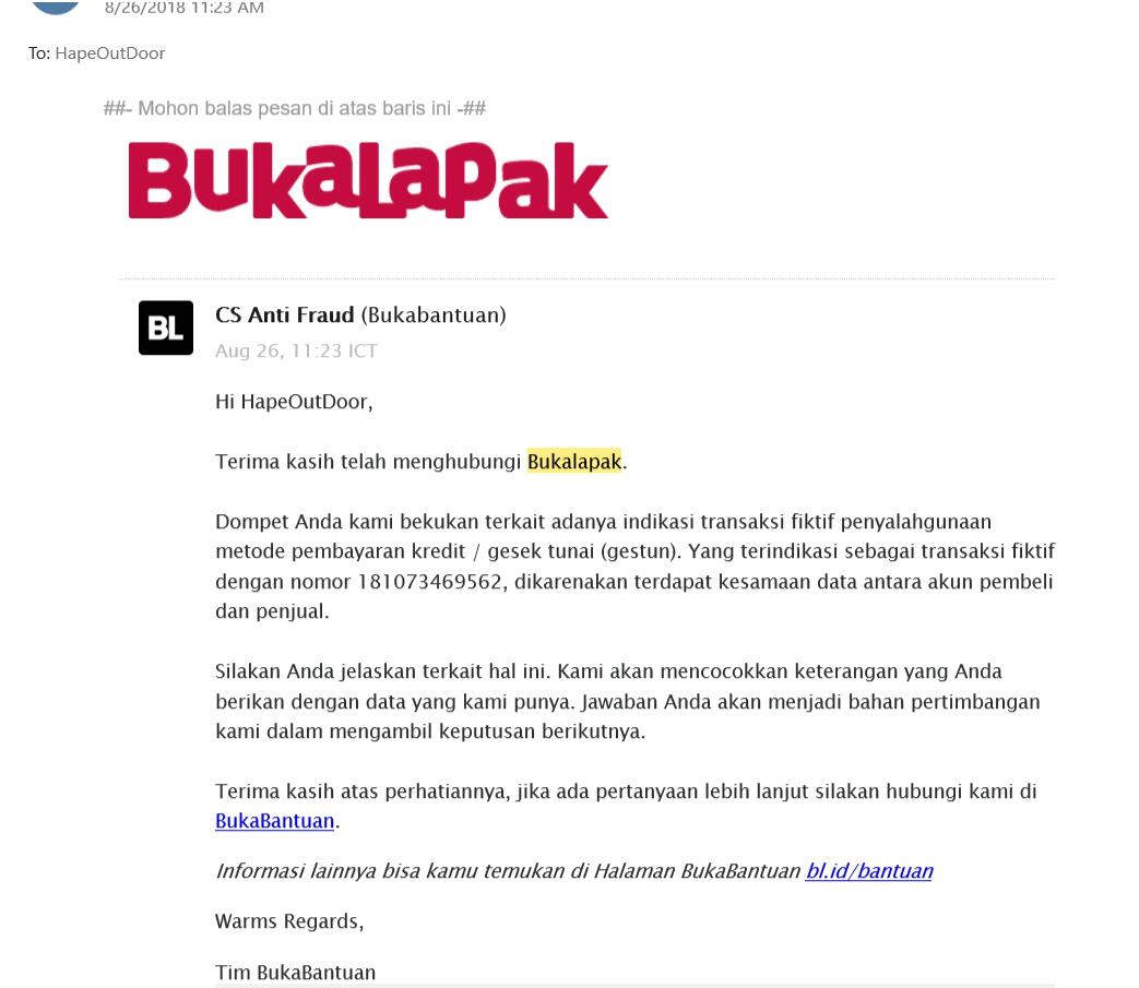 bukalapak menahan dana secara paksa!