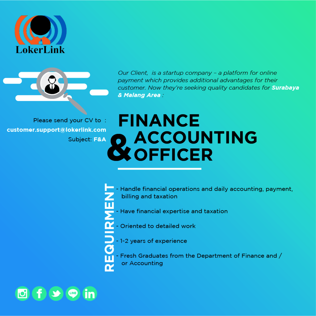 F &amp; A Officer and Business Development Officer (Malang &amp; Surabaya)