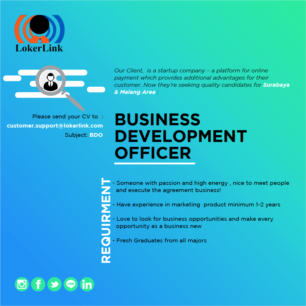 F &amp; A Officer and Business Development Officer (Malang &amp; Surabaya)