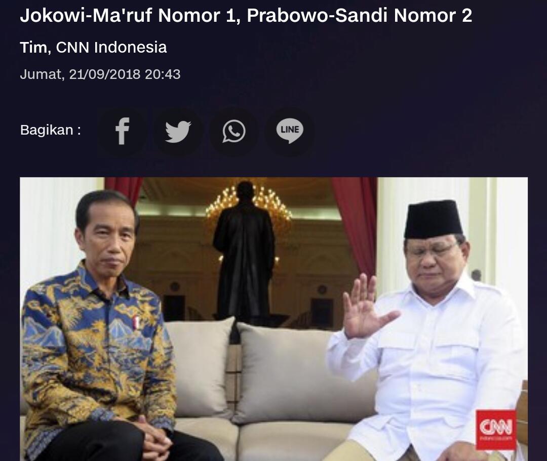 Jokowi-Ma'ruf Nomor 1, Prabowo-Sandi Nomor 2