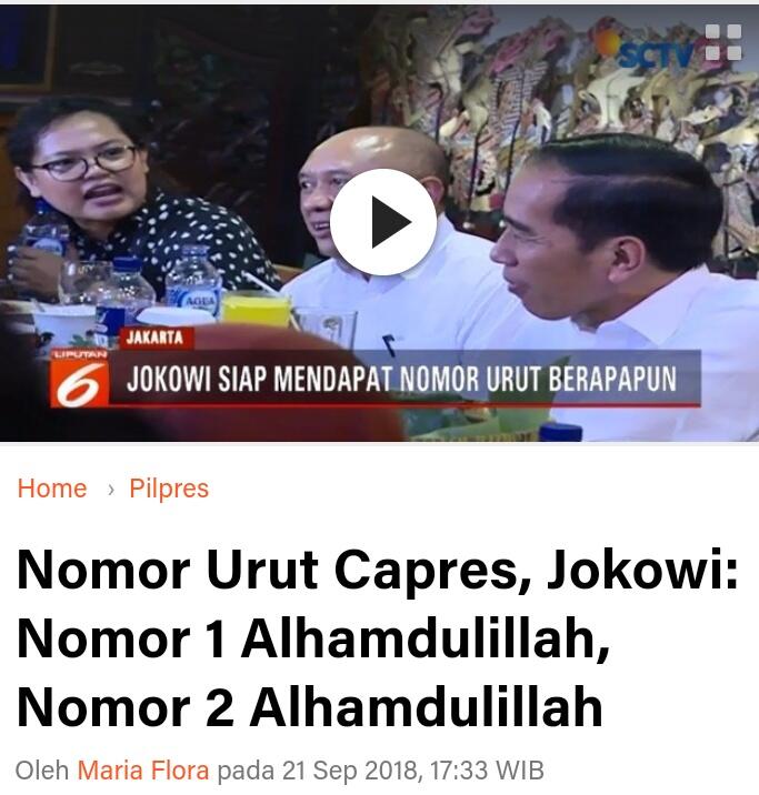 Pasangan Jokowi - Ma'ruf Amin nomor urut 1.Pilpres 2019