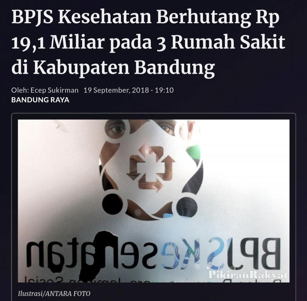 BPJS Kesehatan Berhutang Rp 19,1 Miliar pada 3 Rumah Sakit di Kabupaten Bandung