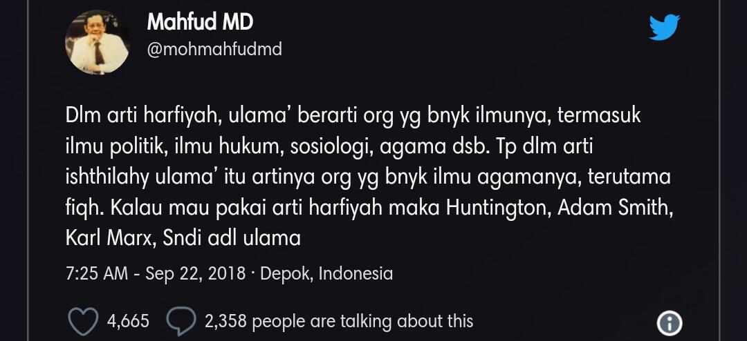 Alasan Prof Mahfud MD Sebut Cawapres Sandiaga Salahudin Uno Adalah Seorang Ulama