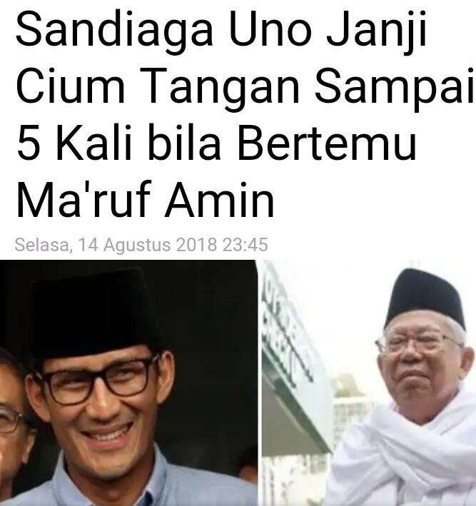 Sandiaga Uno Cium Tangan KH Ma'ruf Amin, Jokowi Melotot... 