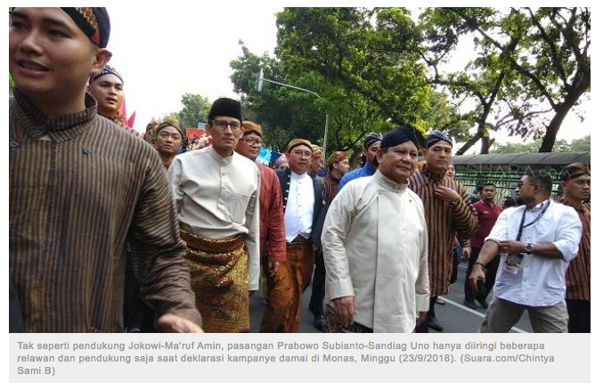 Capres-Cawapres Diarak Keliling Monas, Tim Prabowo Sepi Pendukung