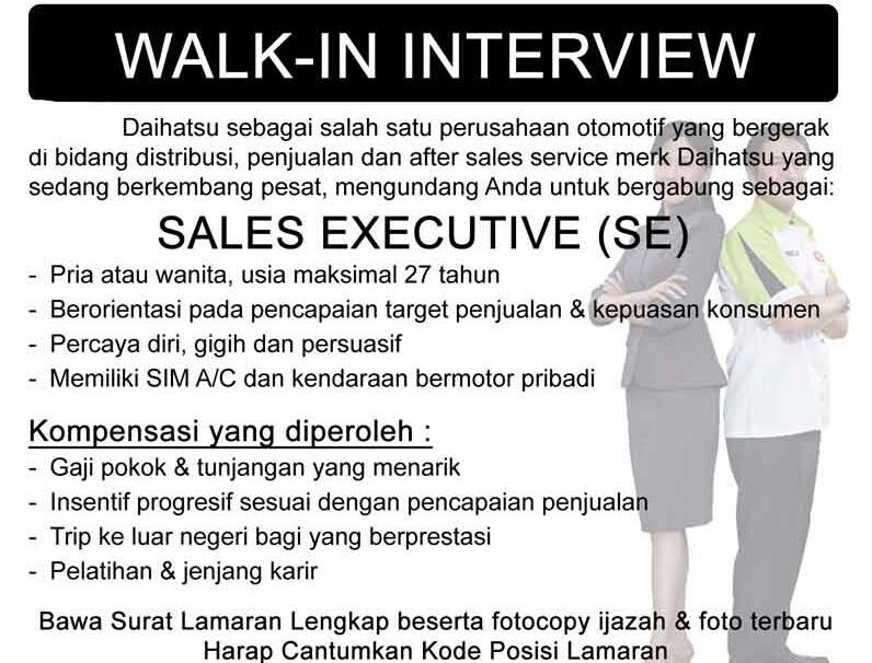 Lowongan SALES Executive DAIHATSU 