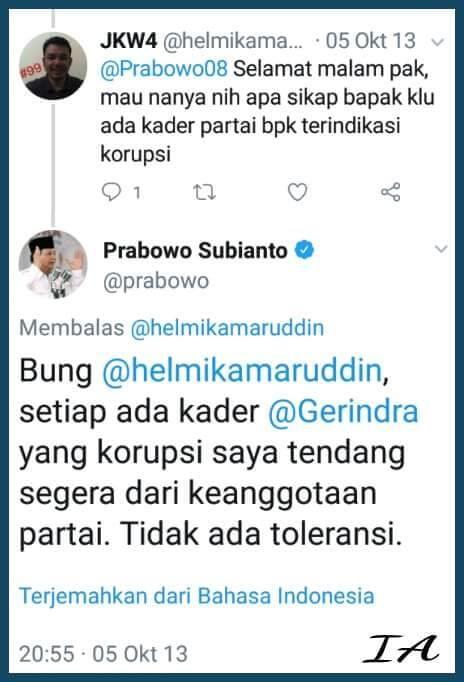 JANJI PAK RABOWO TENTANG KADER GERINDRA YANG KORUPSI.