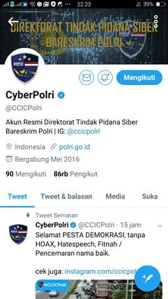 Siber Bareskrim Polri Punya Akun Resmi Twitter, Facebook dan Instagram