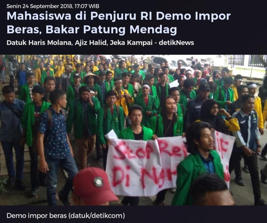 Mahasiswa di Penjuru RI Demo Impor Beras, Bakar Patung Mendag