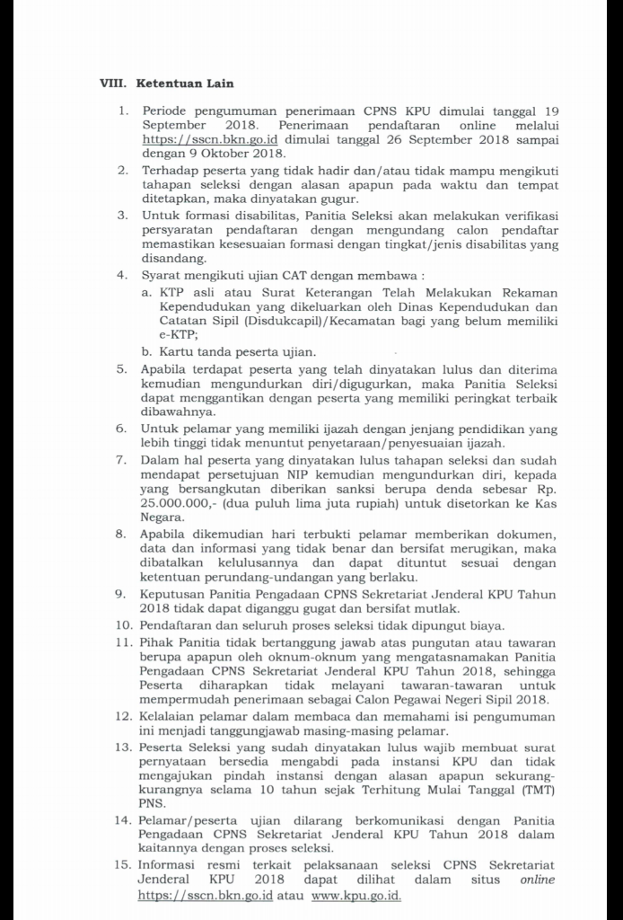 All About Seleksi CPNS Komisi Pemilihan Umum (KPU) 2018