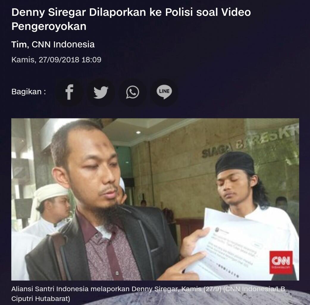 Denny Siregar Dilaporkan ke Polisi soal Video Pengeroyokan