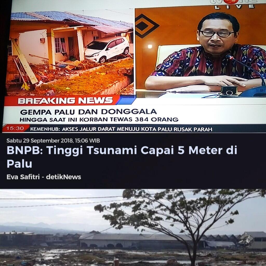 Korban Meninggal Gempa dan Tsunami Palu 384 Orang