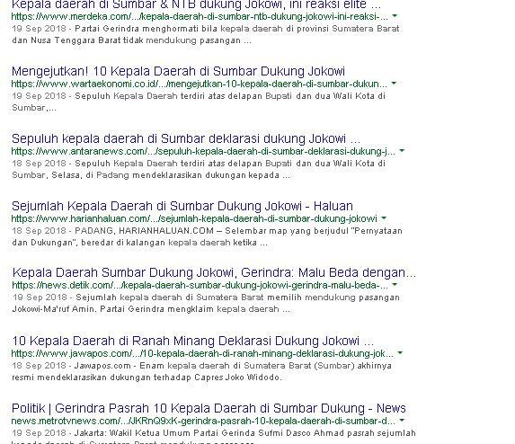 Kubu Prabowo Laporkan 10 Kepala Daerah di Sumbar yang Dukung Jokowi ke Bawaslu