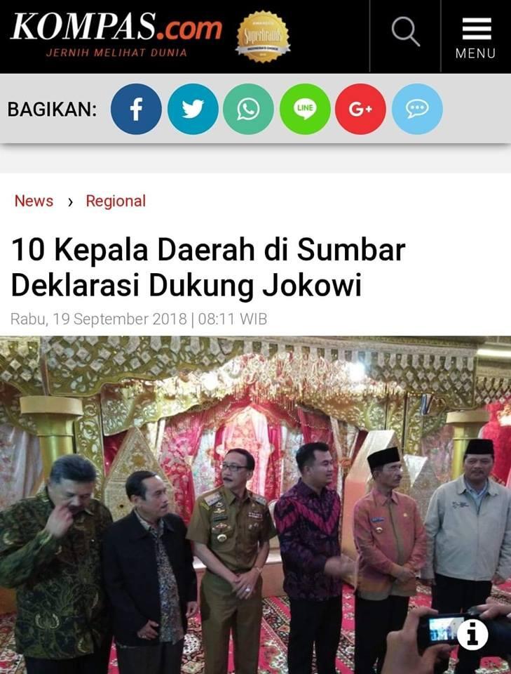 10 KEPALA DAERAH DI SUMBAR DEKLARASI DUKUNG JOKOWI