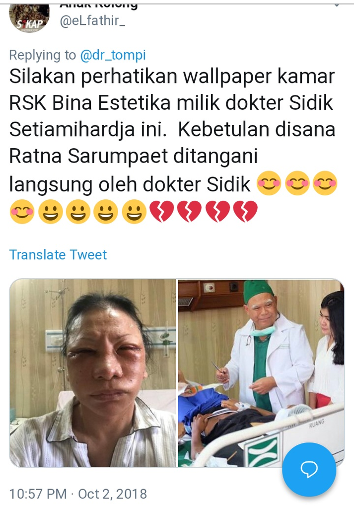 Ada Kecurigaan Lebam Ratna Sarumpaet Akibat Operasi Plastik