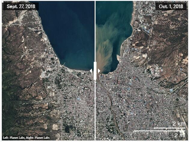 (Sattelite Image) See how the Palu earthquake shifted the landscape ...