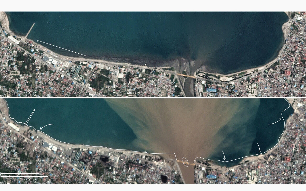 (Sattelite Image) See how the Palu earthquake shifted the landscape ...