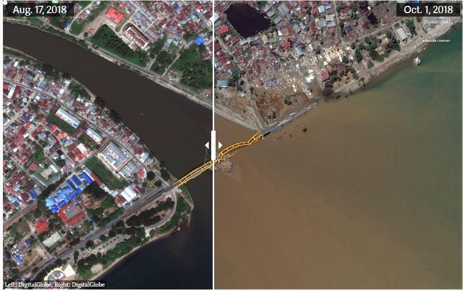 (Sattelite Image) See how the Palu earthquake shifted the landscape ...