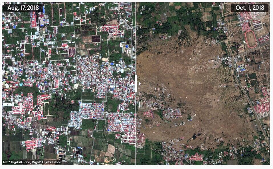 (Sattelite Image) See how the Palu earthquake shifted the landscape ...