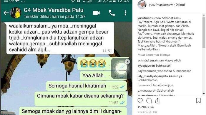 Agil Tewas Tertimpa Reruntuhan Masjid Akibat Gempa Palu Usai Selesaikan Azan Magrib