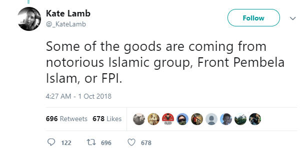 Jurnalis Guardian Kate Lamb Akui Kiprah FPI Berikan Bantuan Di Palu