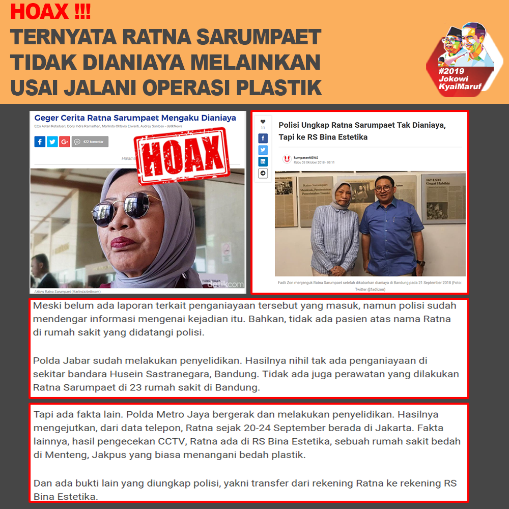 Ratna Sarumpaet Tidak Dikeroyok Orang Misterius, Melainkan Dikeroyok Dokter