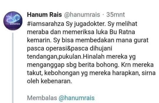 Ikut Sebar Kabar Ratna Sarumpaet Dianiaya, Hanum Rais Minta Maaf