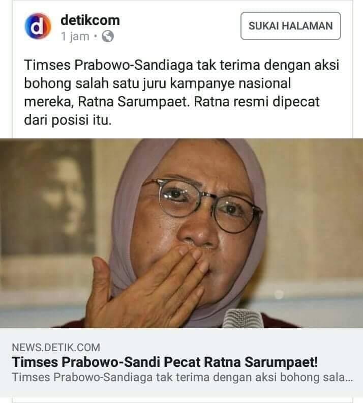 TIMSES PRABOWO PECAT RATNA SARUMPAET