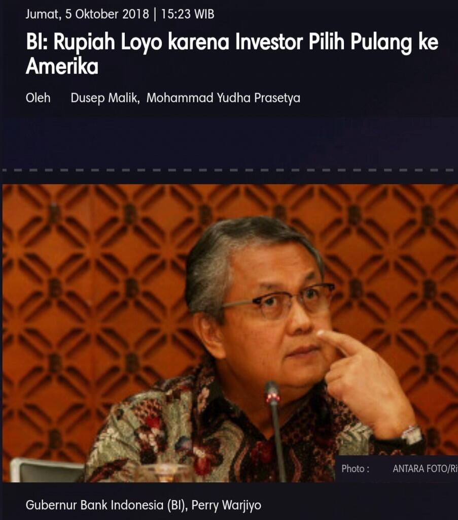 BI: Rupiah Loyo karena Investor Pilih Pulang ke Amerika