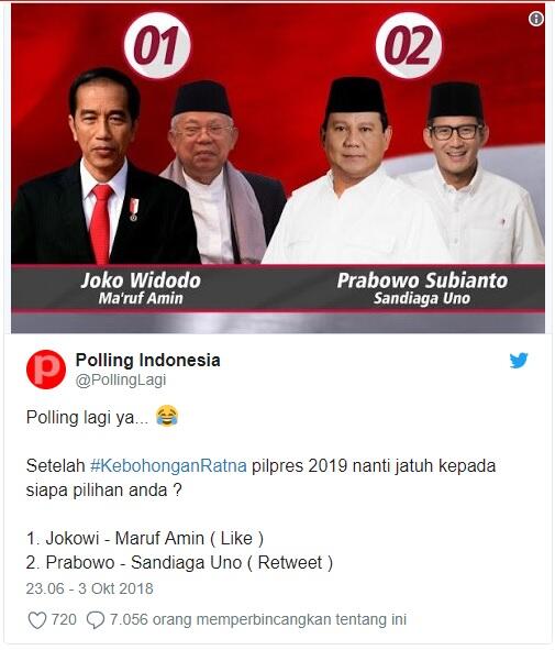 Kebohongan Ratna Sarumpaet Untungkan Siapa? Hasil Polling Ini Mengejutkan