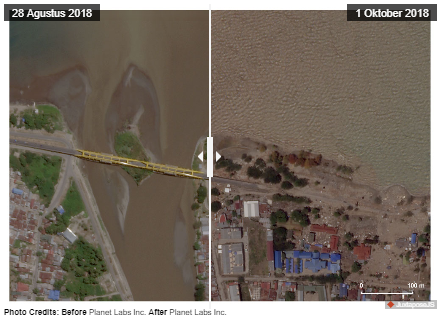 Pesisir Palu sebelum dan sesudah gempa