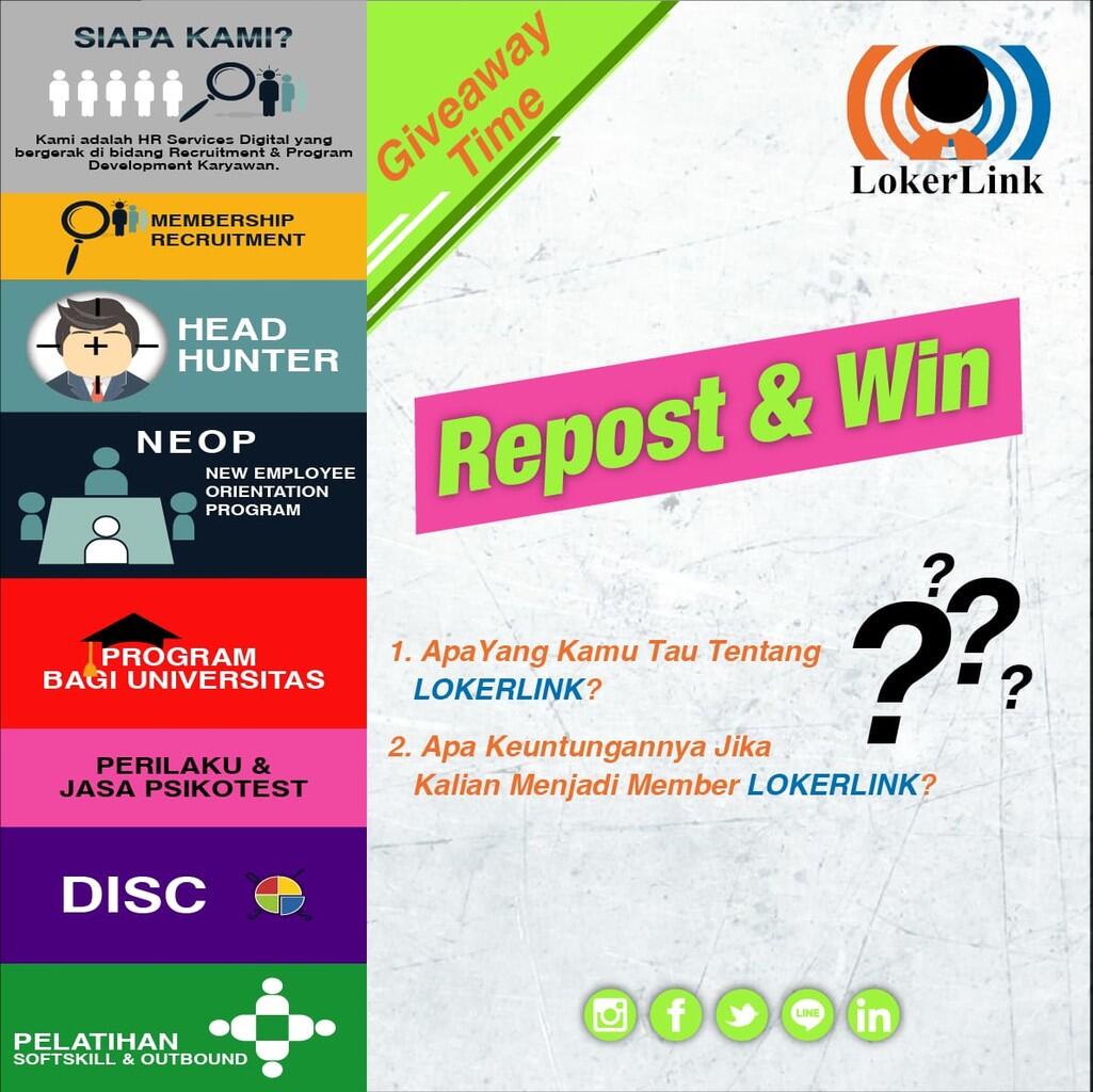 Kuis bagi - bagi hadiah 'CASH MONEY' dari LOKERLINK!