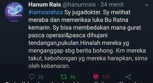 Hanum Tak Tau Soal Surat Panggilan Amien Rais Di Kasus Ratna (Play Victim Dimulai)