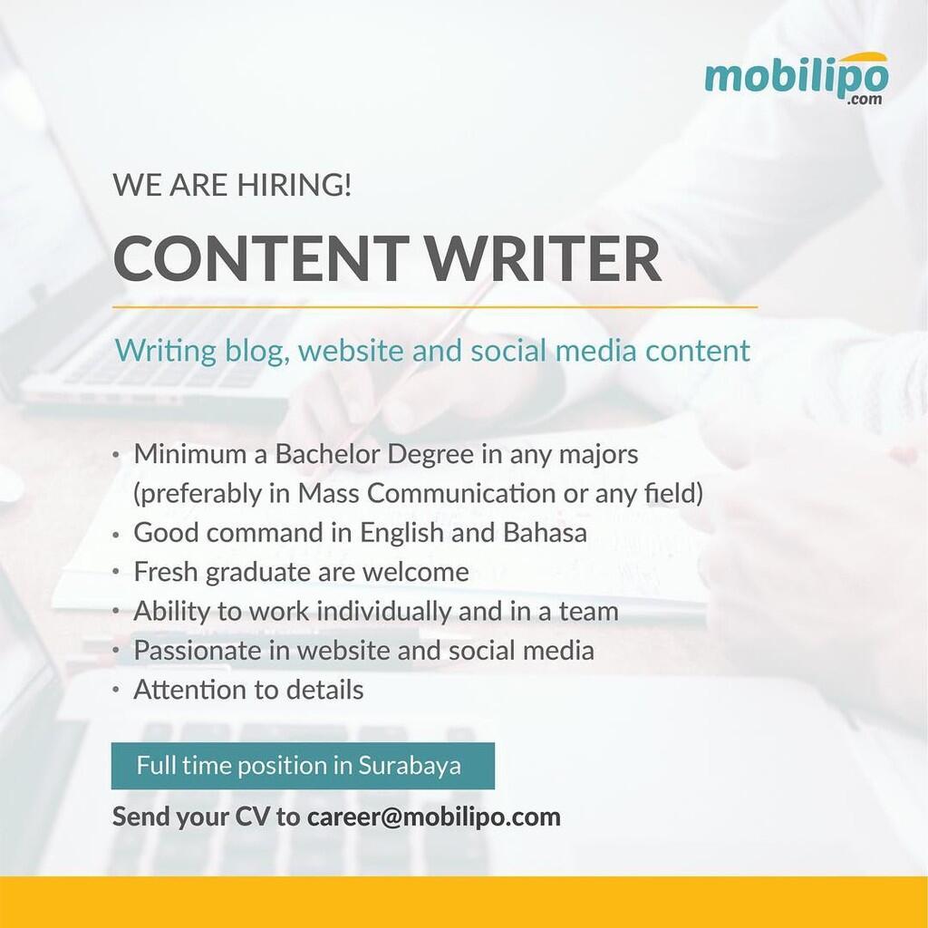 LOKER CONTENT WRITER - SURABAYA