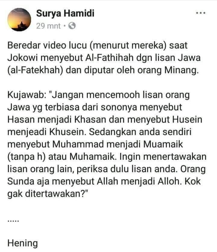 KONTROVERSI PENGUCAPAN AL FATEKHAH OLEH JOKOWI
