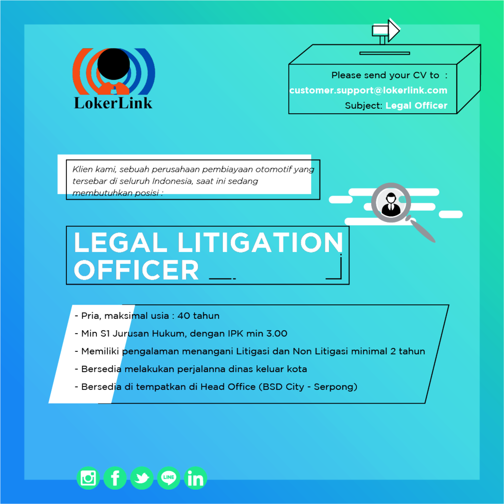 LEGAL LITIGATION OFFICER - (BSD Serpong Tangerang)