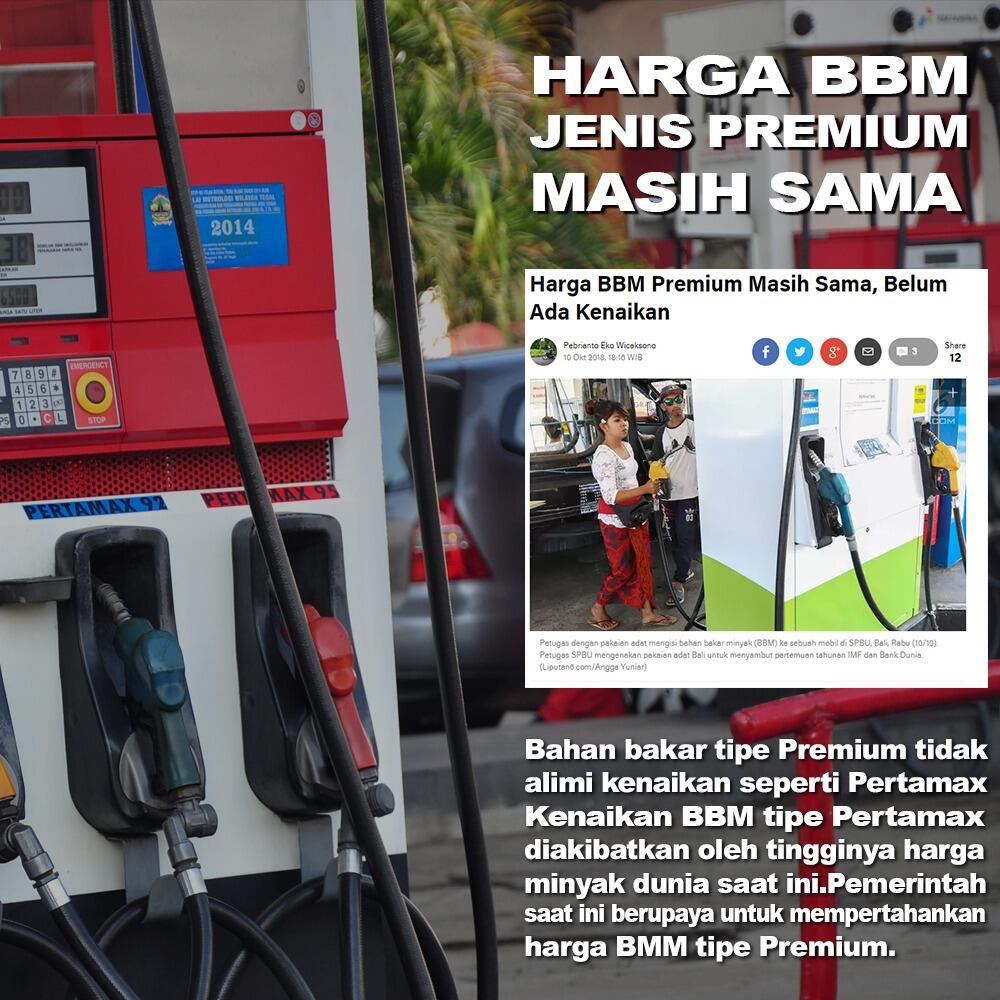 Kabar Baik! Harga BBM Jenis Premium Masih Sama