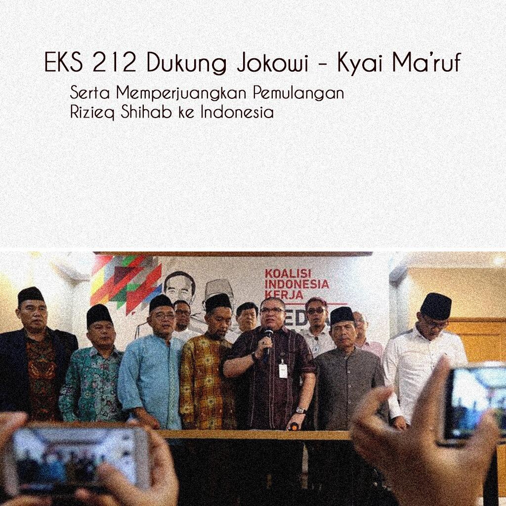 Eks 212 deklarasi dukung Jokowi-Ma'ruf, minta pulangkan Rizieq dengan aman